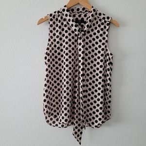J. Crew 365 sleeveless cream and black polka dot blouse size S